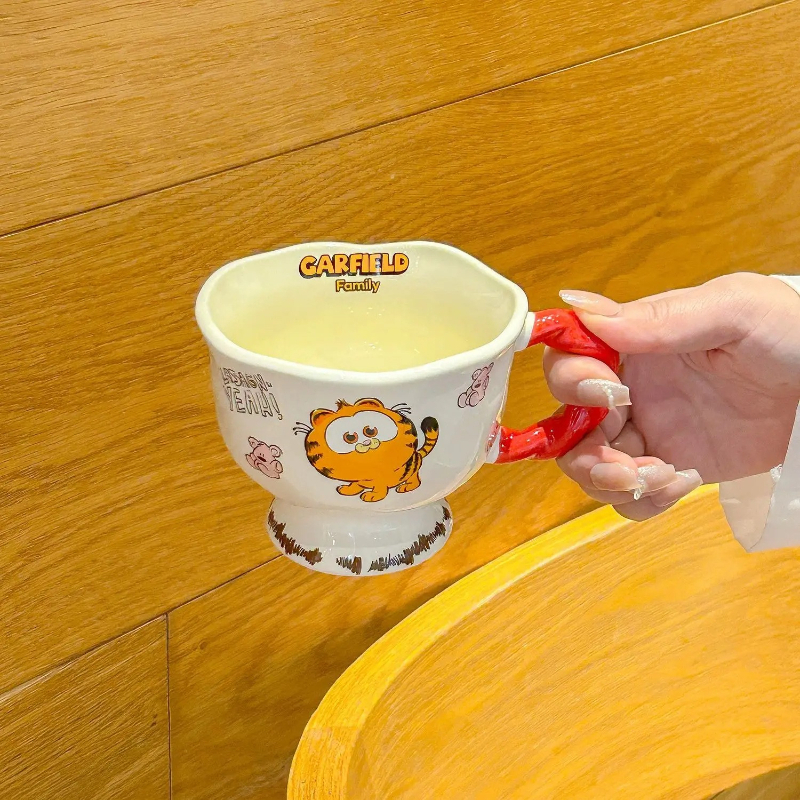 Anime Merchandise Mugs - Garfield cartoon cute ceramic tall mug
