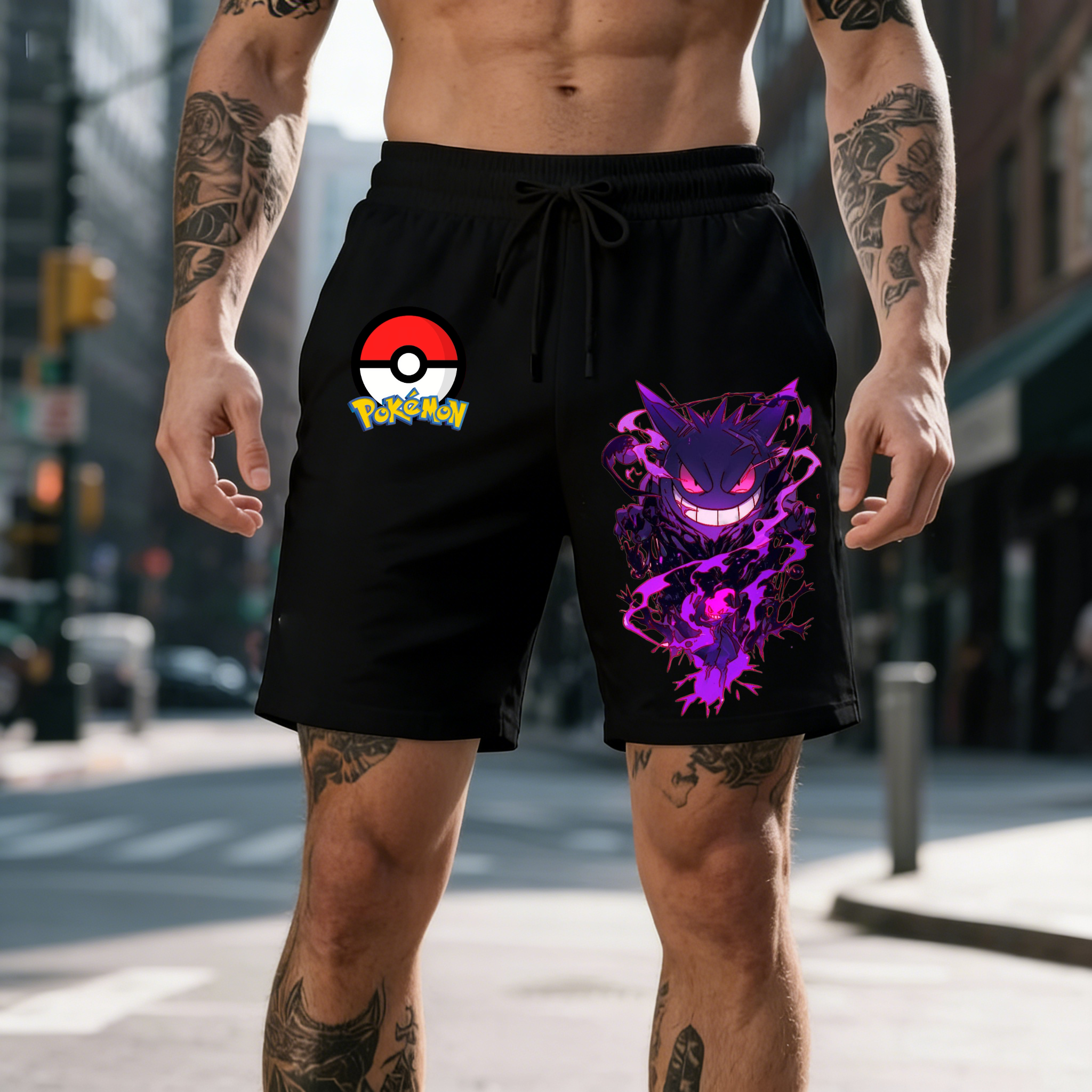 Anime Merchandise Store Japan - 2026 Pokemon Gengar Print Shorts Men's