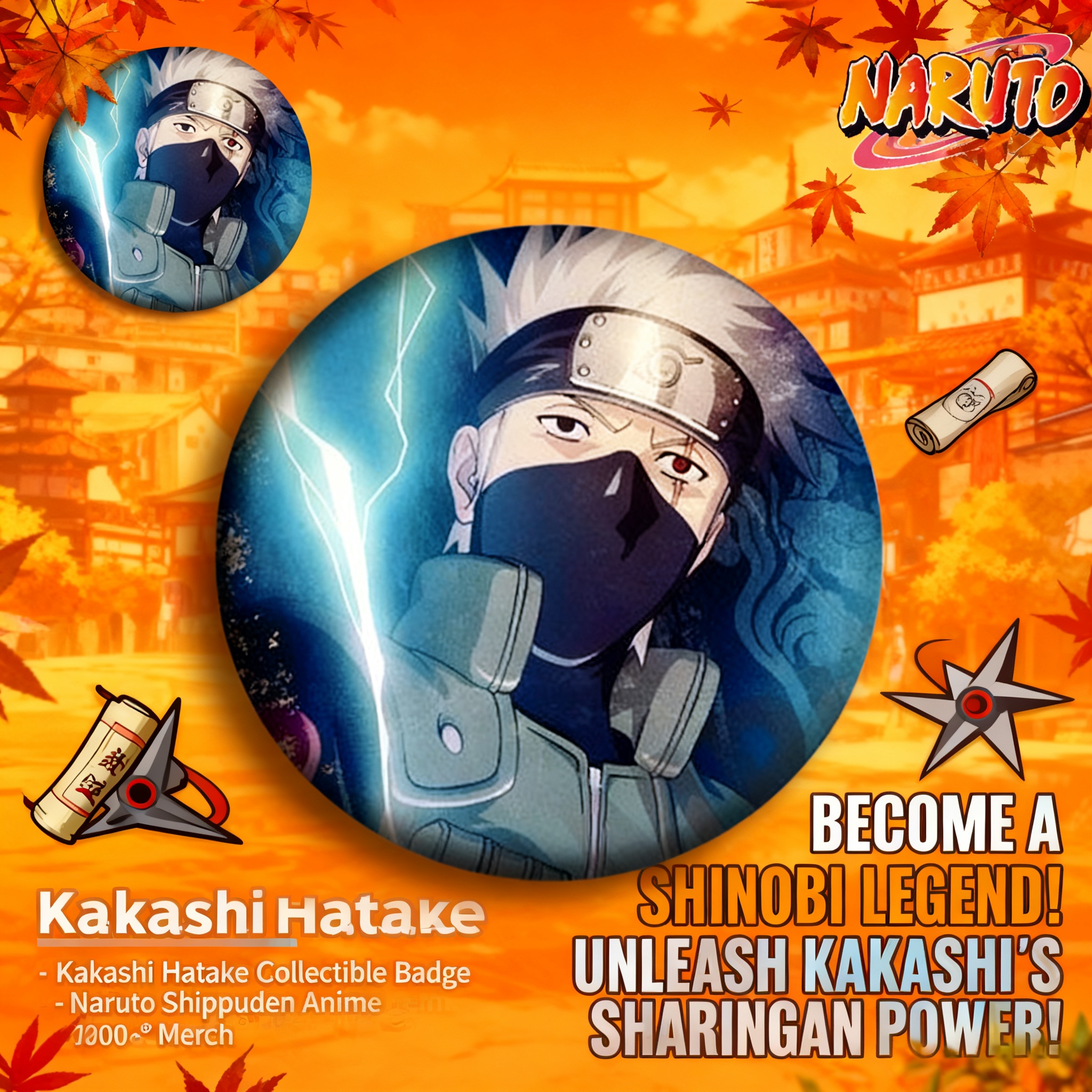 Naruto Anime Badge Pin 58mm Sa - огляд і ціна Anime Merchandise Naruto